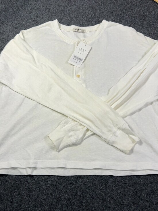 Buck Mason Tops - Buck Mason White Slub Longsleeve Henley Womens Sz Small Msrp68 [ME24] Pre-owned